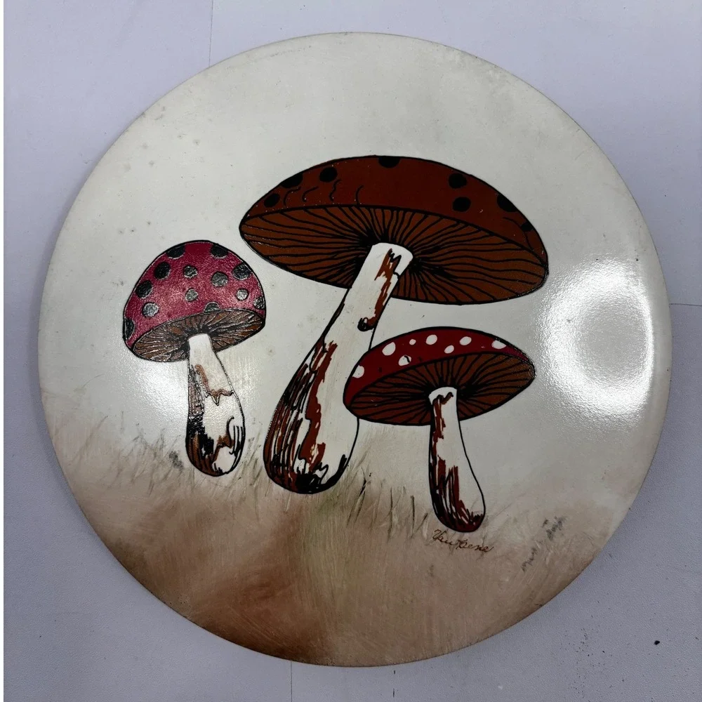 Vtg H & R Johnson Mushroom Ceramic Trivet‎ Van Rene Made in England 6 UIn Signed